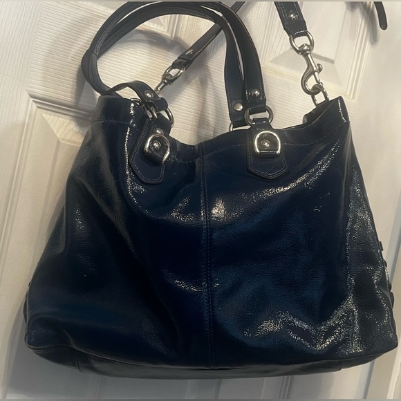 Coach Patent Leather Ashley Carryall in Cobalt Blue - Picture 2 of 12